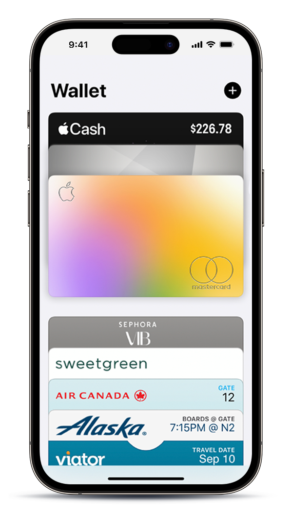 Apple Wallet shown on iPhone 14 Pro